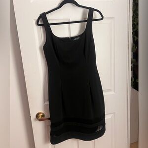 Ralph Lauren Black Sleeveless Mini Dress with Mesh Hem